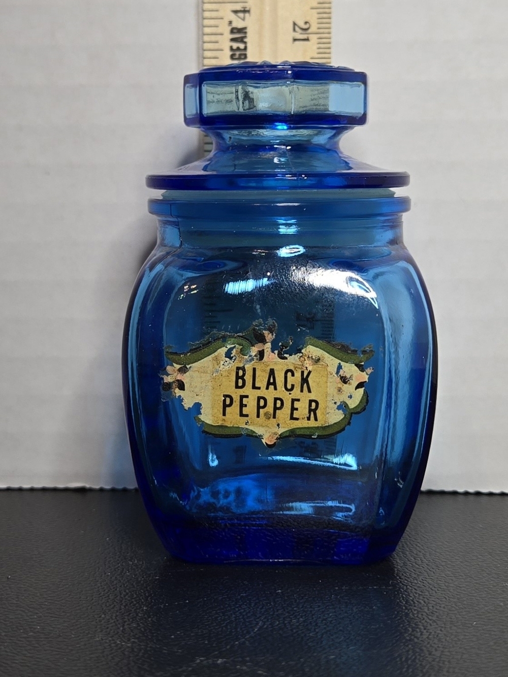Cobalt Blue Glass Black Pepper Jar